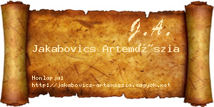 Jakabovics Artemíszia névjegykártya